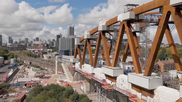 Passengers urged to plan ahead for three-day Cross City line closure during HS2 viaduct work: A view of the Curzon 2 viaduct under construction with the existing railway in the background