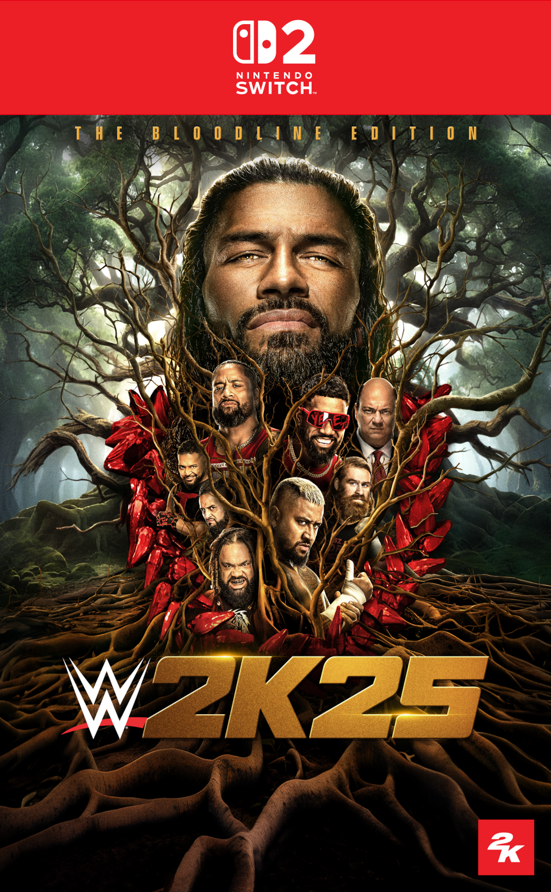 WWE 2K25 Bloodline Edition Switch 2 Box Art No Rating