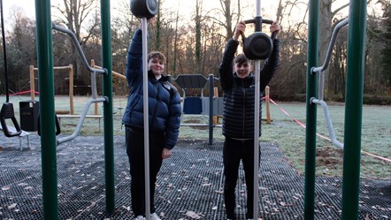 Forres Academy pupils Josh Angell and Lewis Mackenzie get started on the gym.