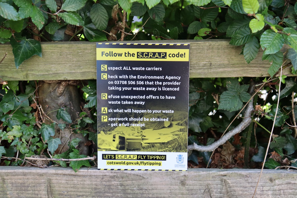 SCRAP fly-tipping sign