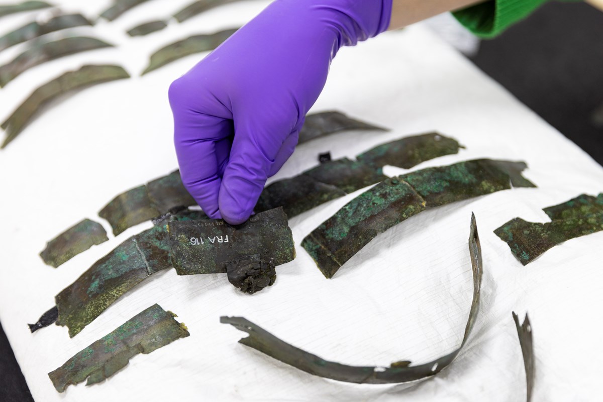 The Roman arm guard during conservation. Photo (c) Duncan McGlynn (3)