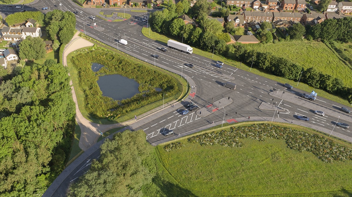 An artist's impression of the proposals for the Croston Road and A582 junction.