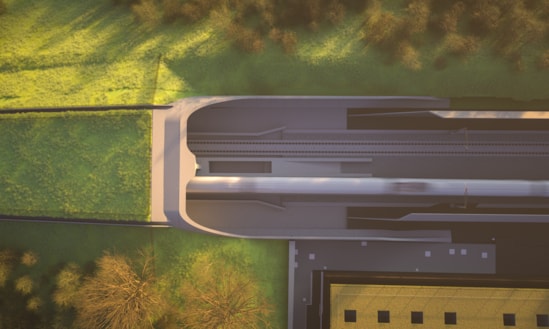 Birds eye view of the South portal of the Wendover green tunnel