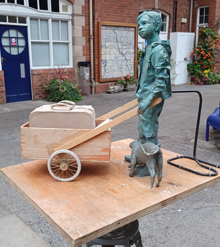 This image shows the scale model of the Barrow Boy sculpture-2