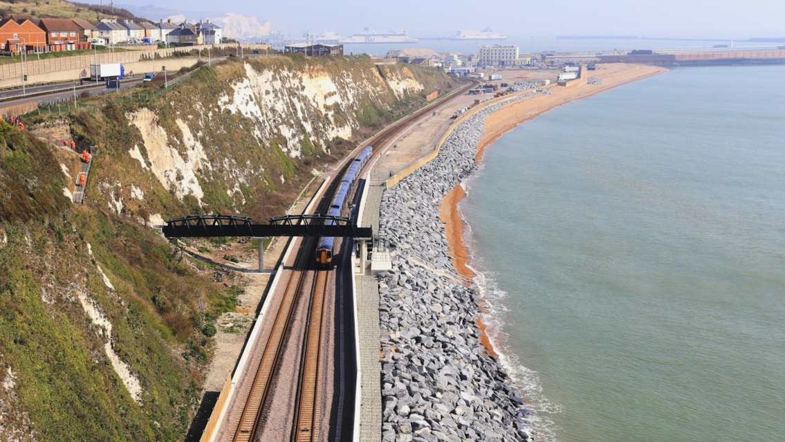 Network Rail partners with WSP to improve planning for - and response to - flooding and coastal erosion: Dover - Shakespeare Beach