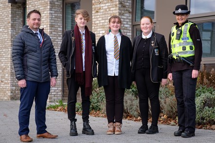 Jamie, Ruth and Kirsten from the Eco Committee with PC Scade and the CEU