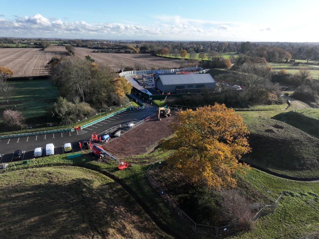 Aerial view of HS2's Chiltern tunnel ventilation shaft at Chalfont St Peter (December 2025) 1