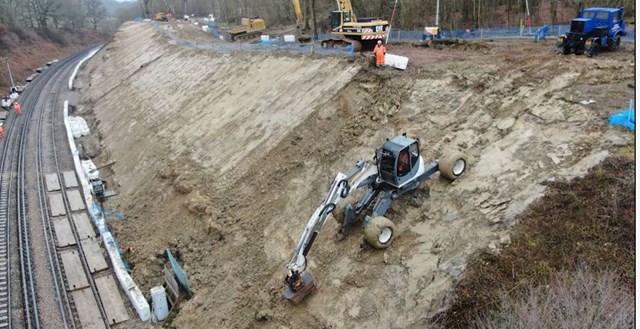 Tonbridge to Robertsbridge railway reopens after landslip repairs completed: High Brooms 3