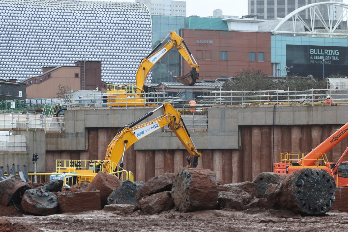 Construction work at Curzon Street station January 2026