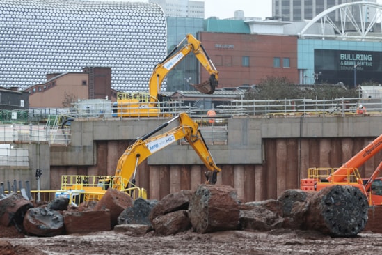 Construction work at Curzon Street station January 2026