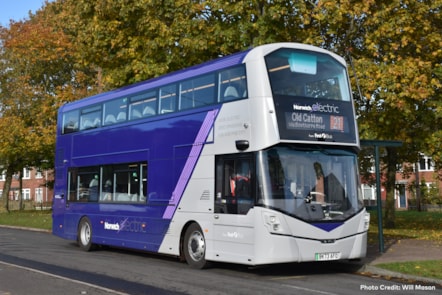 First Eastern Counties Electric Bus 21 Service - Credit Will Mason