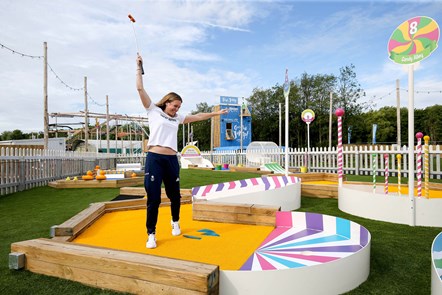 Vicky Holland Playing Crazy Golf at Thorpe Park