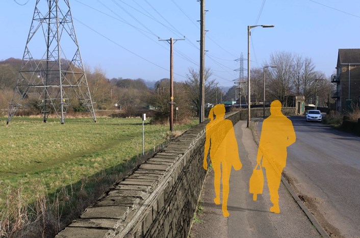 Works on the Leeds Flood Alleviation Scheme Phase 2 set to begin in Apperley Bridge: Mock up of flood walls on Apperley Rd