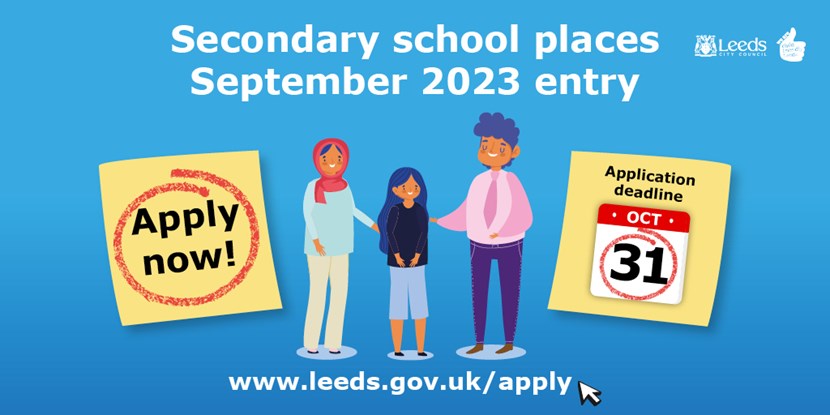 Last day of October is last chance to apply for next year’s secondary school place: Secondary School Admissions Twitter 1024x512px2