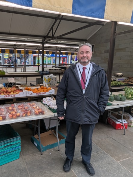 Cllr Paul Bradley, deputy leader of the council, at Dudley Marketplace