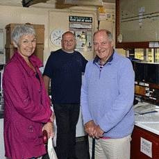 Tours of Kintbury signal box: Crossing keeper, Mick Lovell (centre), with members of the public on a tour of Kintbury signal box.