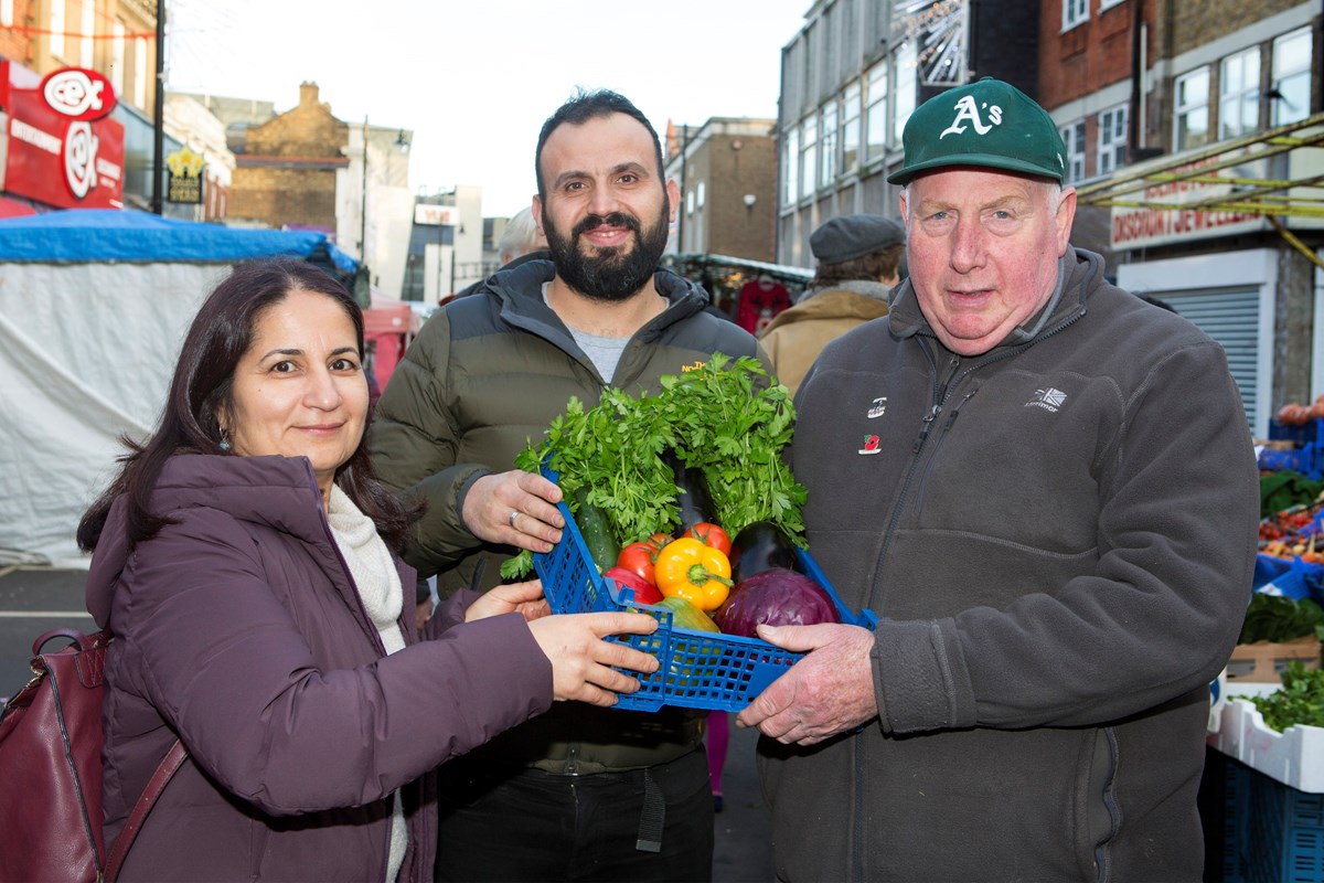 Islington Market Trader of the Year 2019 - (L-R) Serpil Erce, Racheed Muhammed of Sunny's Olive Tree, Dave Jackson