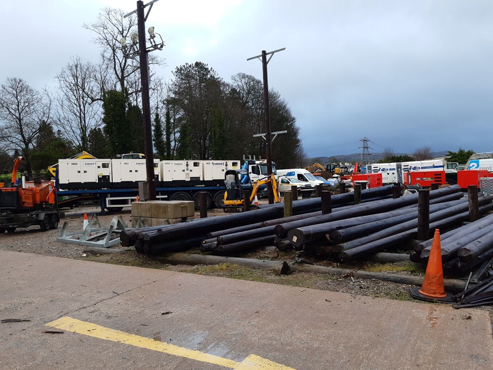 Generators and poles deployed from Kendal depot