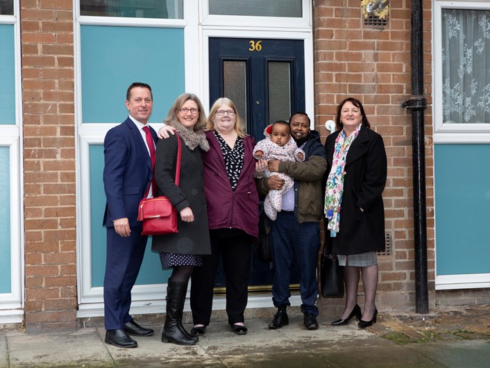 robfalcon-cllrmulherin-joanfletcher-saiddirirandbaby-cllrcoupar-2: Rob Falcon_Cllr Mulherin_Joan Fletcher_Said Dirir and baby_Cllr Coupar