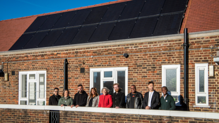 Partners from Hackney Council, Emergent Energy, the GLA and Ofgemat Linslade House, one of the first blocks to see solar panels installed