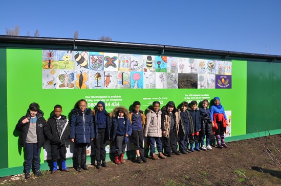 Pupils from Old Oak Primary have created new artwork for hoardings at Wormwood Scrubs: Tags: Tunneling, Community Engagement, Wormwood Scrubs, London, School. Future Engineers, Hoardings