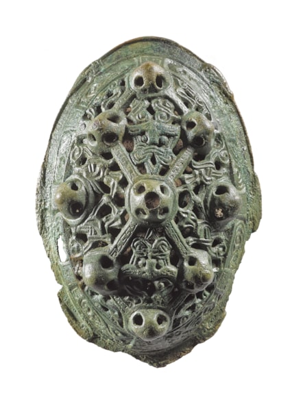 Viking tortoiseshell brooch from the Broch of Gurness, Orkney. Photo © Duncan McGlynn