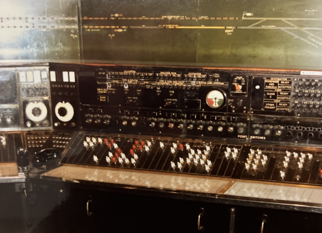 The old control desk at York Power Box in the 1980s