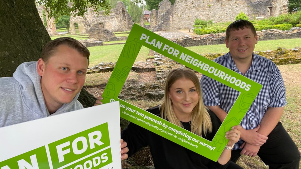 Paul Crofts, vice chair of Dudley Neighbourhood Board, Lauren Burgess Primrose Hill Community Church and Councillor Simon Phipps, cabinet member for economy and infastructure