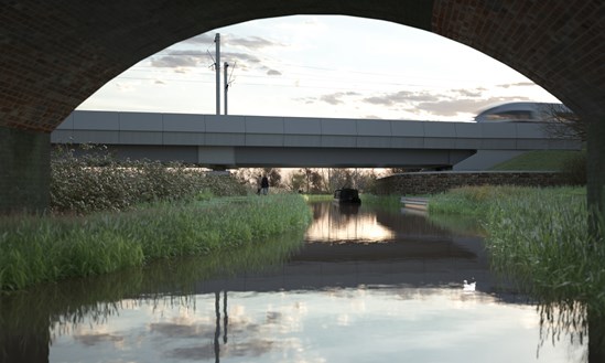View of the Oxford Canal Viaduct from under the adjacent canal bridge 51365