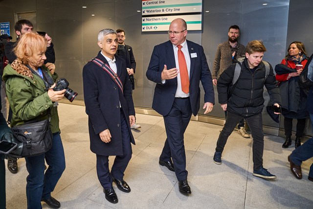 TfL Image - Mayor Sadiq Khan and TfL Commissioner Andy Lord at Bank station