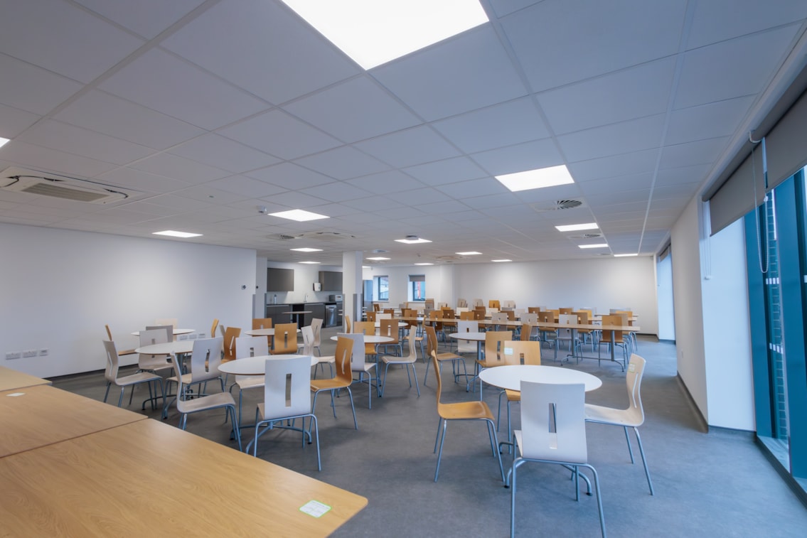 Internal view of the mess room at Guide Bridge depot