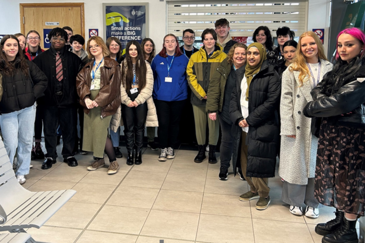 Students who produced art for Rotherham Central Station