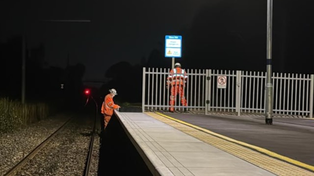 Teams unveiling train driver signage on morning of Wigan to Bolton entry into service Sunday 27 July 2025: Teams unveiling train driver signage on morning of Wigan to Bolton entry into service Sunday 27 July 2025