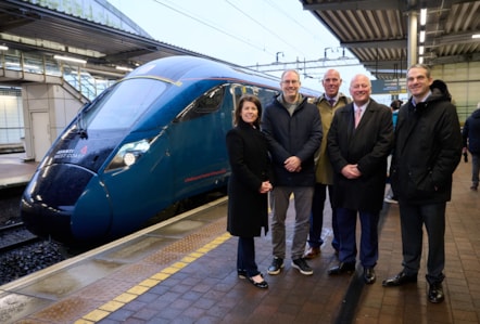 Liverpool South Parkway 4 - L-R: Suzanne Grant (Deputy MD at Merseyrail), John Irving (CEO at Liverpool John Lennon Airport), Phil James (North West Route Director at Network Rail), Andy Mellors (MD at Avanti West Coast) and Paul Cherpeau (CEO at Liverpool Chamber of Commerce) at Liverpool South Parkway station.