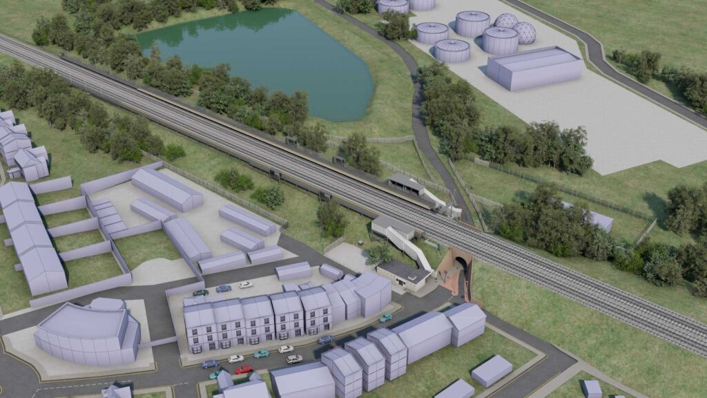 Berrylands station CGI image aerial view
