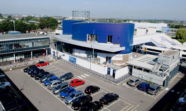 External view of the near-completed Dartford station