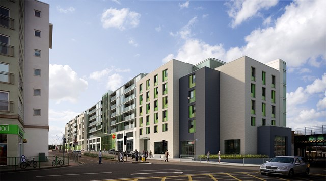 Epsom - artist's impression of new station and property development