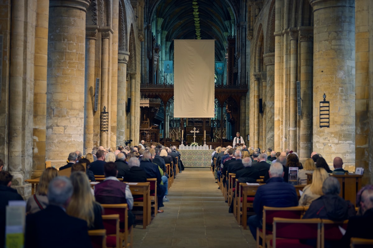 The congregation at the Great Heck memorial service, LNER