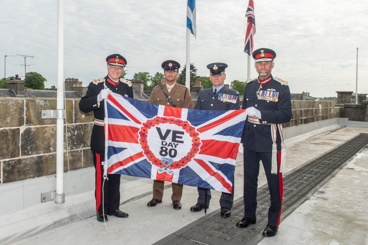 L-R: Lord-Lieutenant of Banffshire Andrew Simpson; Lieutenant Subin Gurung from 39 Engineer Regiment; Station Warrant Officer at RAF Lossiemouth Joe Mulholland; Lord-Lieutenant of Moray Alistair Monkman.
Image: Jason Hedges/DC Thomson
