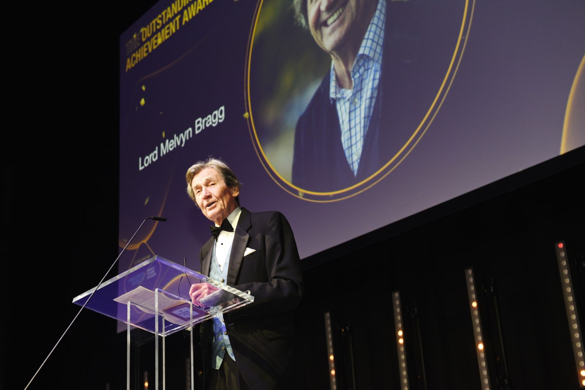 Cumbrian peer Lord Bragg of Wigton, who is also an Honorary Fellow of the University of Cumbria, giving an acceptance speech after winning the Outstanding Achievement Award at the 2024 Times Higher Education Awards.
CREDIT: THE Awards