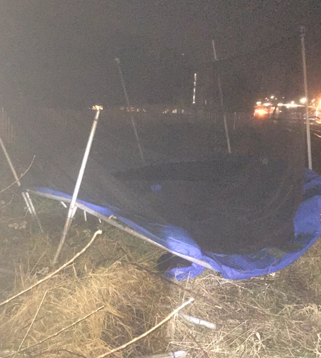second trampoline blown on to the railway at Aylesbury