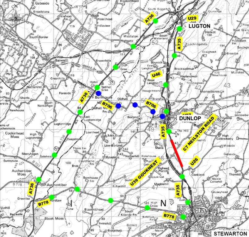 Road resurfacing works to be carried out on A735 from 12 June
