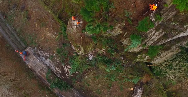 Conwy Valley Line set to reopen in April following damage caused by Storm Doris: Wales - Drone photo of repair work at Blaenau Ffestiniog-2