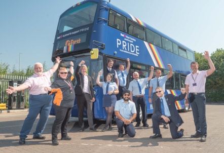 First Bus Leeds depot team with Pride bus 2
