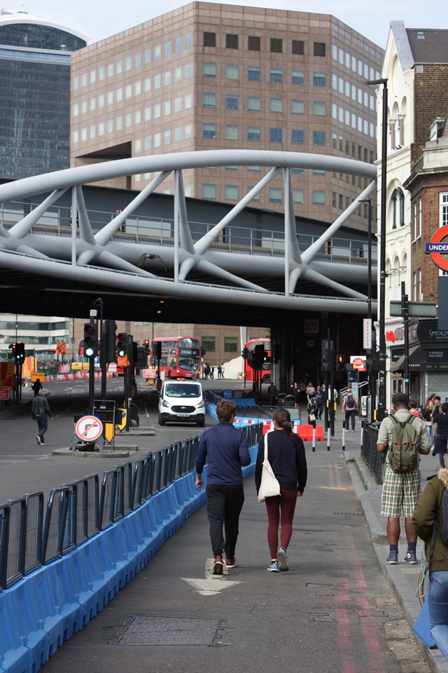 TfL Image - Streetspace widened pavement London Bridge