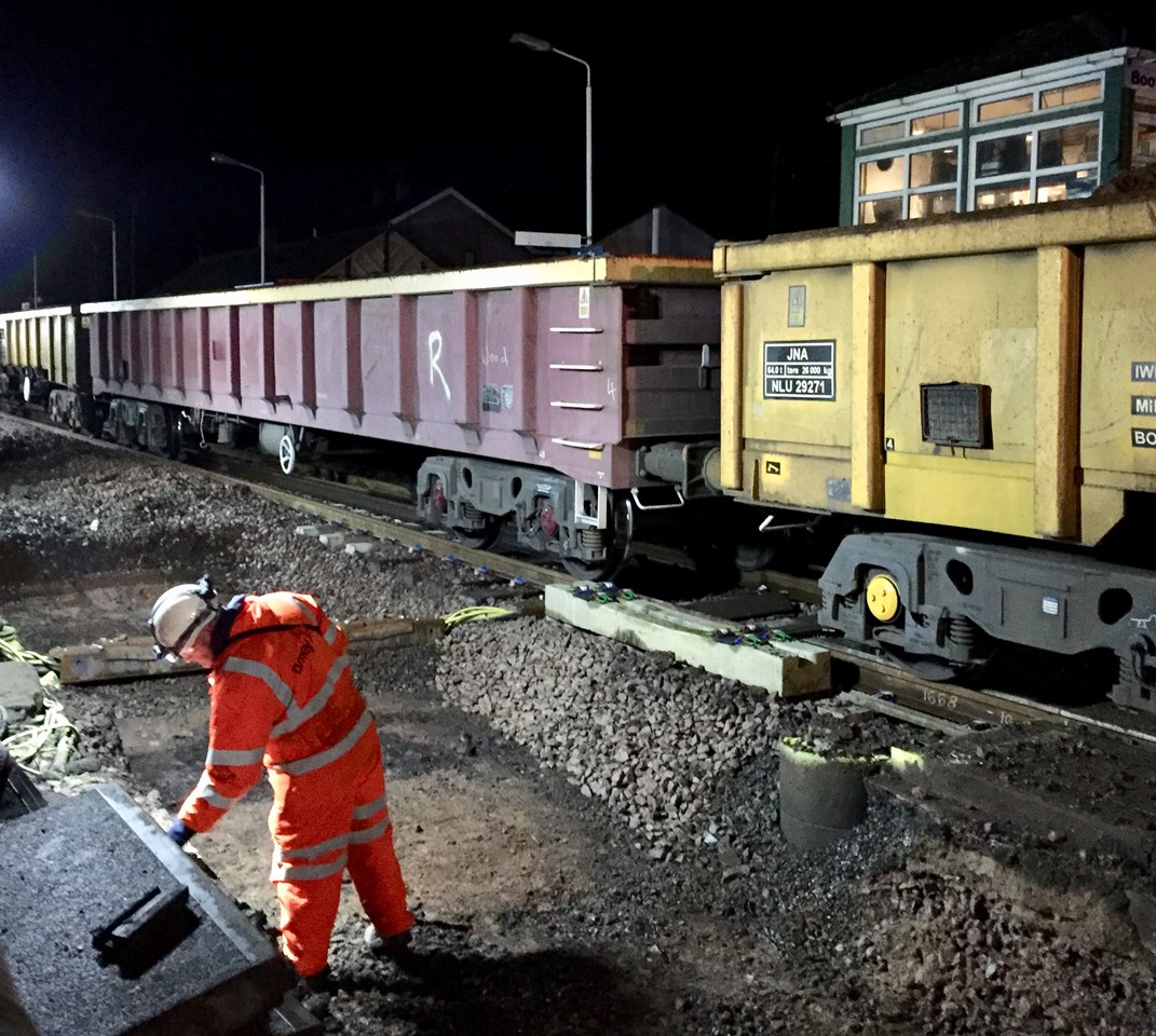 Track renewal work during Cumbrian coast line renewal