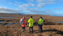 Manouk Wilkinson at a peatland restoration site in Shetland: Manouk Wilkinson at a peatland restoration site in Shetland