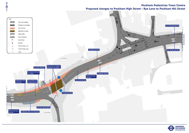 TfL Image - Proposed changes to Peckham High Street - Rye Lane to Peckham Hill Street