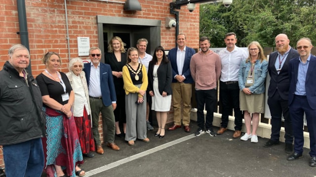 Opening event celebrates Derbyshire station accessibility scheme’s successful completion: Dignitaries at the official opening event, Alfreton station