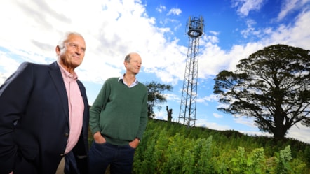 Glen Sanderson, Leader of Northumberland County Council and Mark Bridgeman, local farmer and landowner near new phone mast